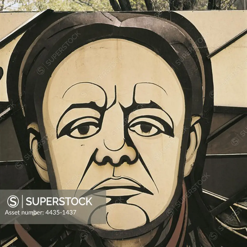 SIQUEIROS, David Alfaro (1898-1974). Portrait of Diego Rivera. Mexican Mural Painting. Painting.