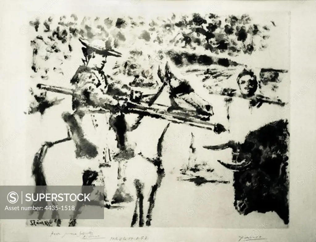 Picasso, Pablo (1881-1973). Rejoneador or Lancer. Engraving.