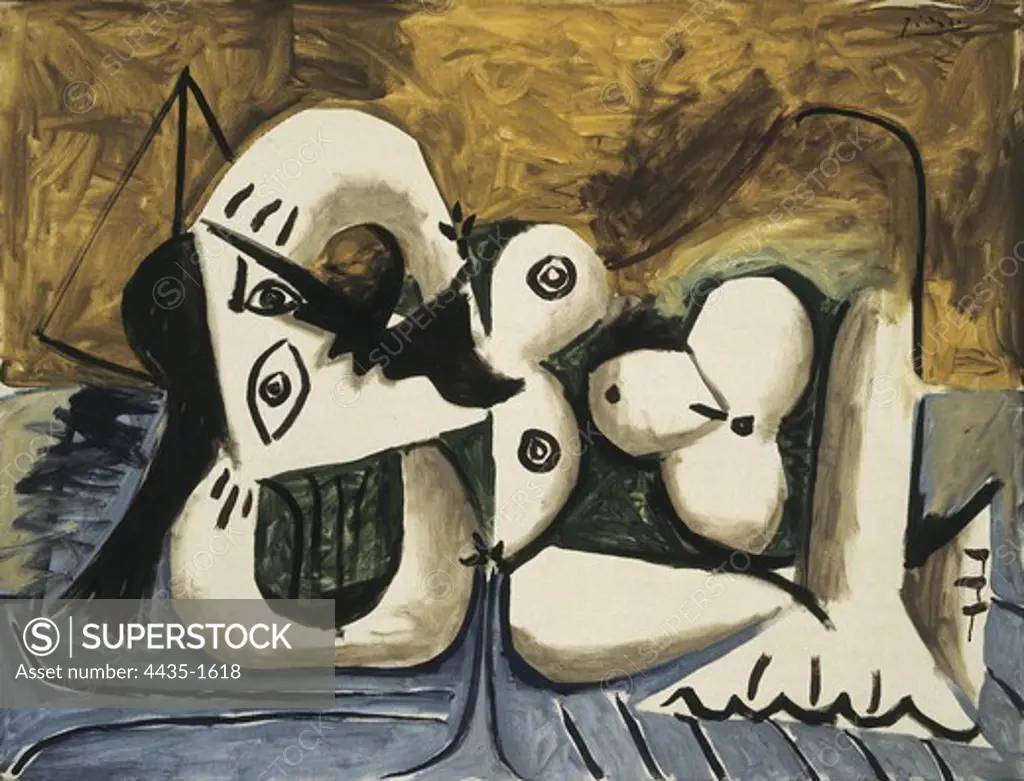 Picasso, Pablo (1881-1973). Reclining Nude. 1960. Work made in Vauvenargues. Cubism. Oil on canvas. Private Collection.