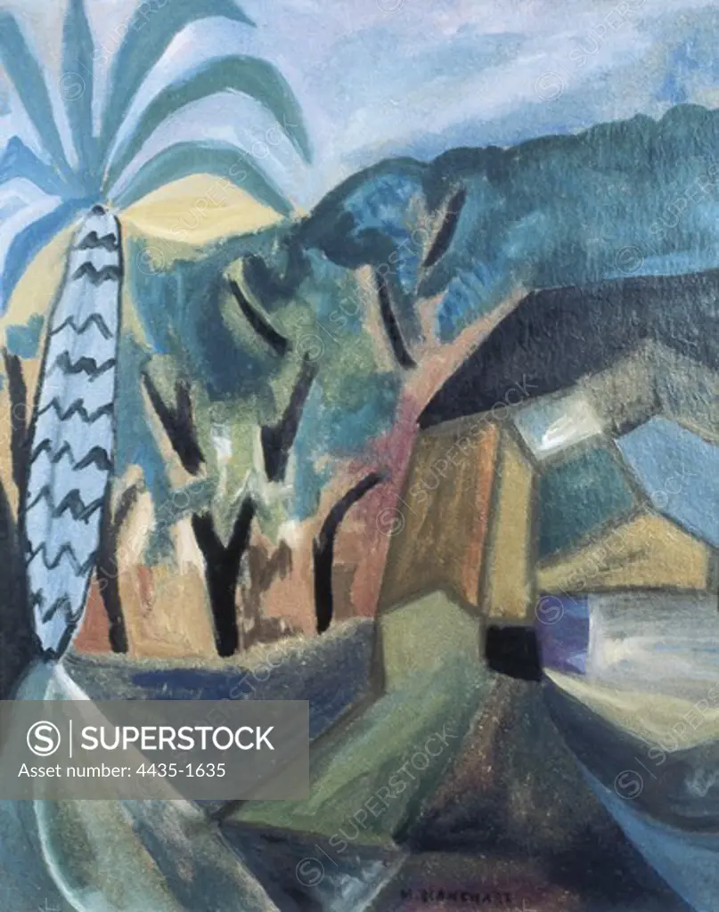 BLANCHARD, MarÕa Guti_rrez-Cueto (1881-1932). Landscape. Cubism. Oil on canvas.