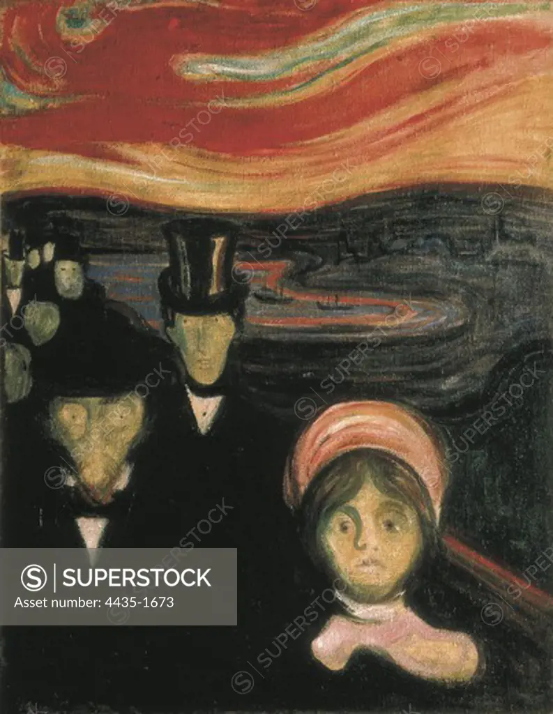 MUNCH, Edvard (1883-1944). Anxiety. 1894. Expressionism. Oil on canvas. NORWAY. Oslo. Munch Museum.