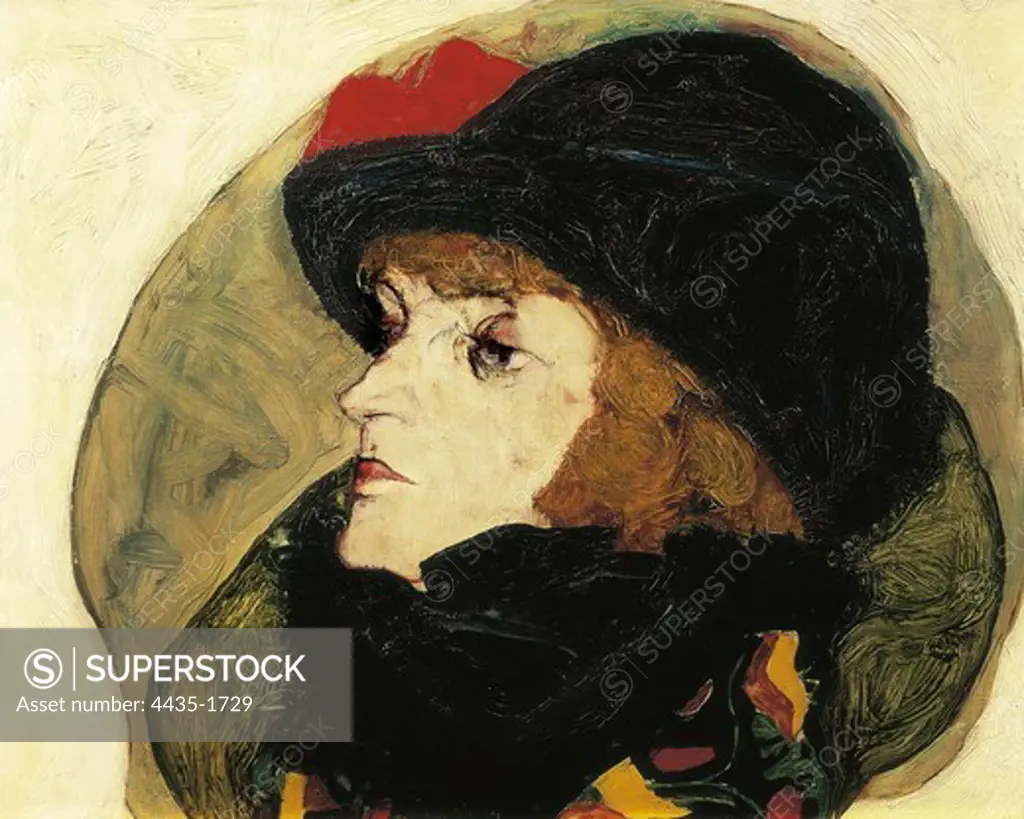 SCHIELE, Egon (1890-1918). Portrait of Ida Roessler. 1912. Expressionism. Oil on canvas. AUSTRIA. VIENNA. Vienna. Historical Museum of the City of Vienna.