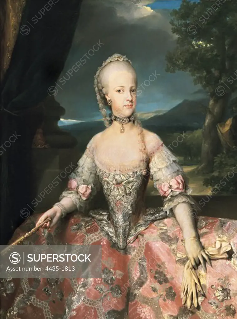MENGS, Anton Raphael (1728-1779). Maria Carolina de Lorena, queen of Naples. ca. 1770. Neoclassicism. Oil on canvas. SPAIN. MADRID (AUTONOMOUS COMMUNITY). Madrid. Prado Museum.