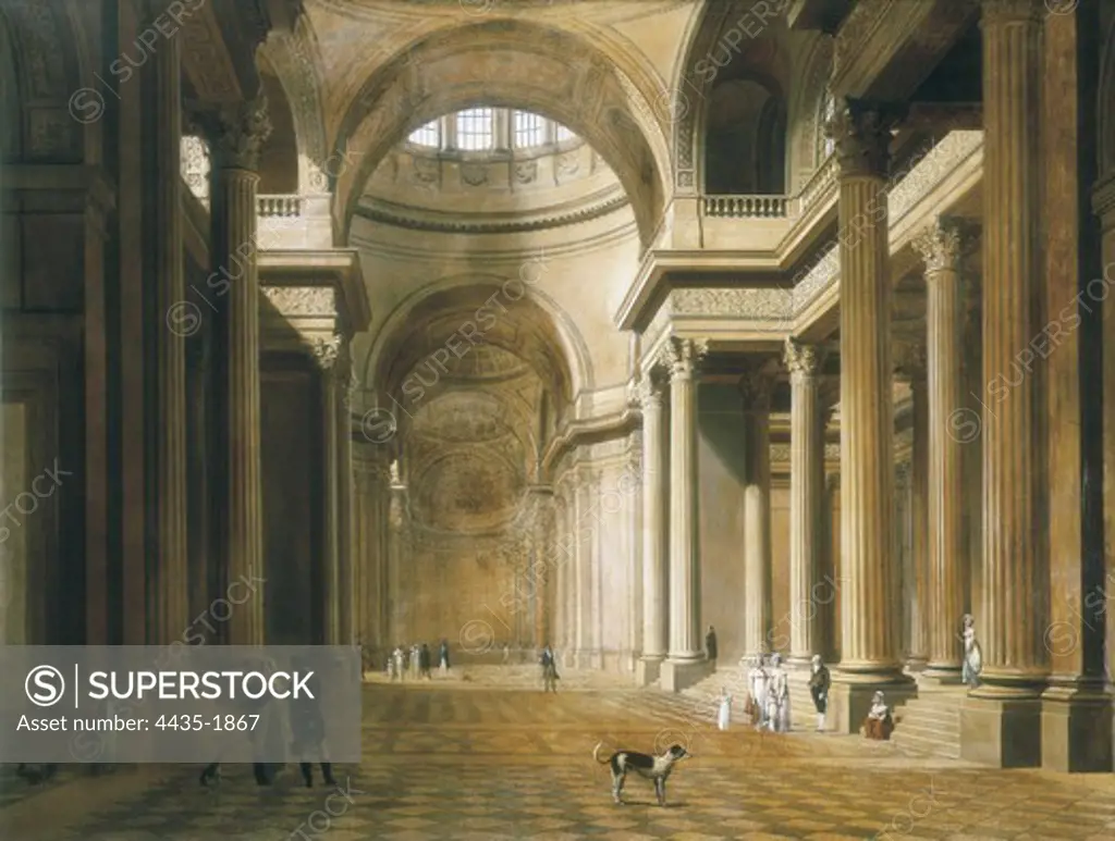 BOILLY, Louis Leopold (1761-1845). Interior of the Pantheon. 1st half 20th c. Neoclassicism. Oil on canvas. FRANCE. ëLE-DE-FRANCE. Paris. MusŽe Carnavalet (Carnavalet Museum).