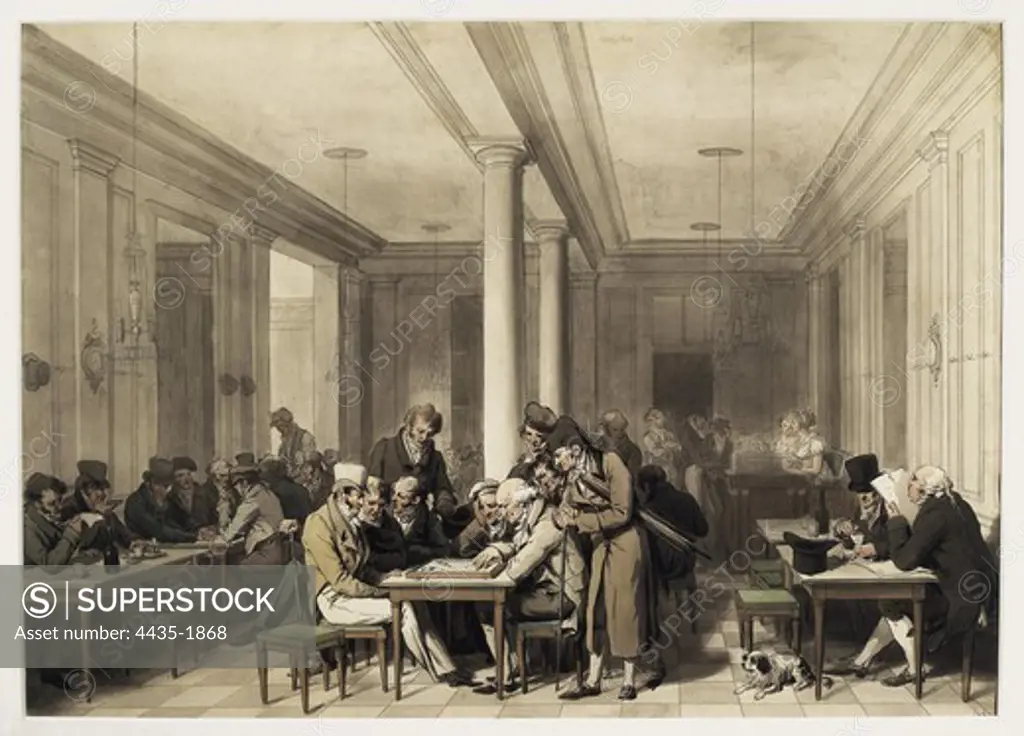 BOILLY, Louis Leopold (1761-1845). Interior of a Parisian CafŽ. ca. 1815. Neoclassicism. Watercolour. FRANCE. ëLE-DE-FRANCE. Paris. MusŽe Carnavalet (Carnavalet Museum).