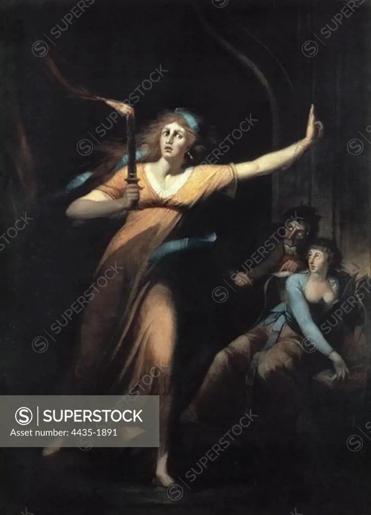 FUSELI, Johann Heinrich (1741-1825). Lady Macbeth Sleepwalking. 1783. Romanticism. Oil on canvas. FRANCE. ëLE-DE-FRANCE. Paris. Louvre Museum.