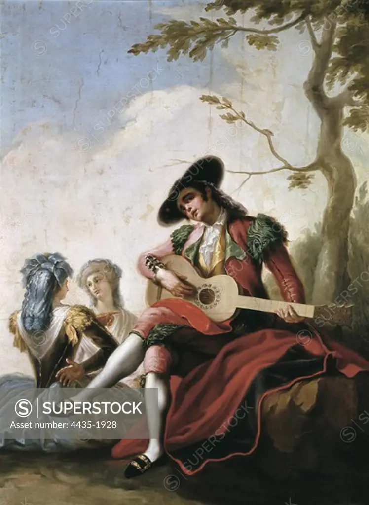 BAYEU Y SUBIAS, Ramn (1746-1793). Majo Playing Guitar. Oil on canvas. SPAIN. MADRID (AUTONOMOUS COMMUNITY). Madrid. Prado Museum.