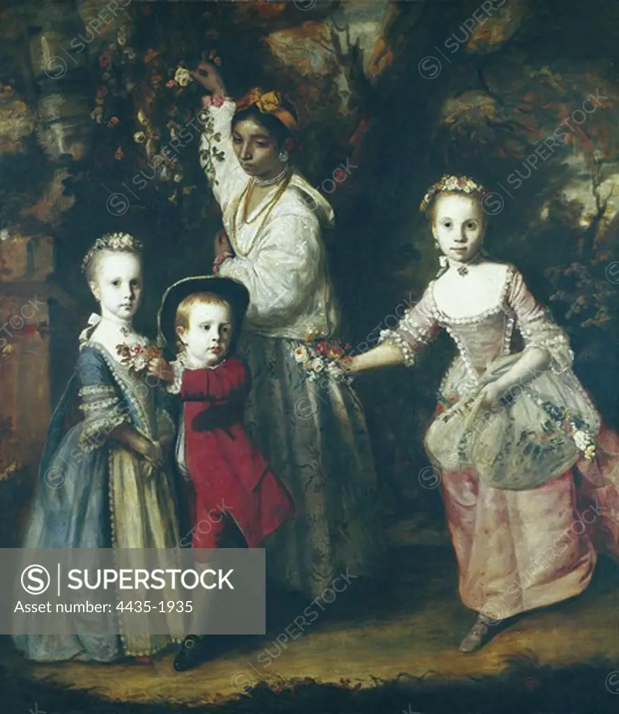 REYNOLDS, Sir Joshua (1723-1792). The Children of Edward Holden Cruttenden. Rococo. Oil on canvas. BRAZIL. Sao Paulo. Sao Paulo Museum of Art.