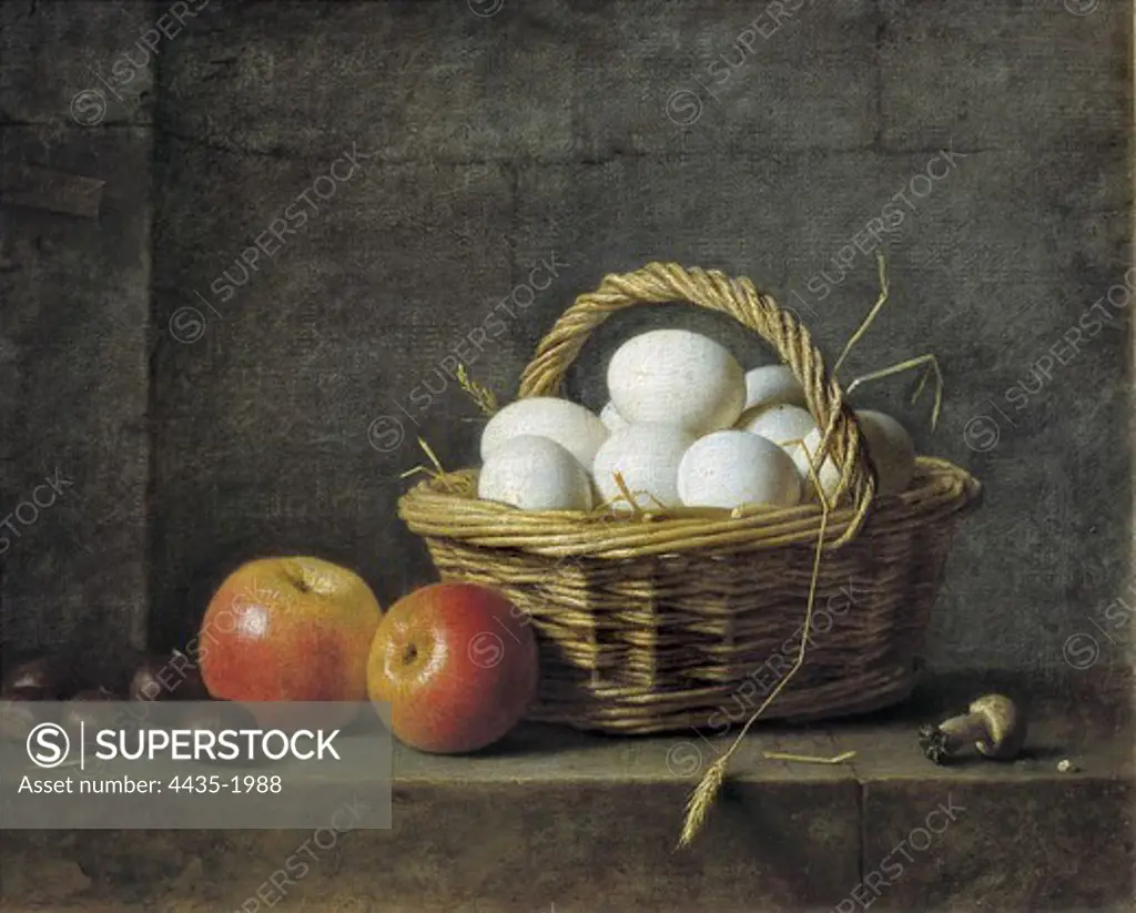 ROLAND DE LA PORTE, Henri Horace (1724-1793). The Basket of Eggs. 1788. Baroque art. Oil on canvas. FRANCE. ëLE-DE-FRANCE. Paris. Louvre Museum.