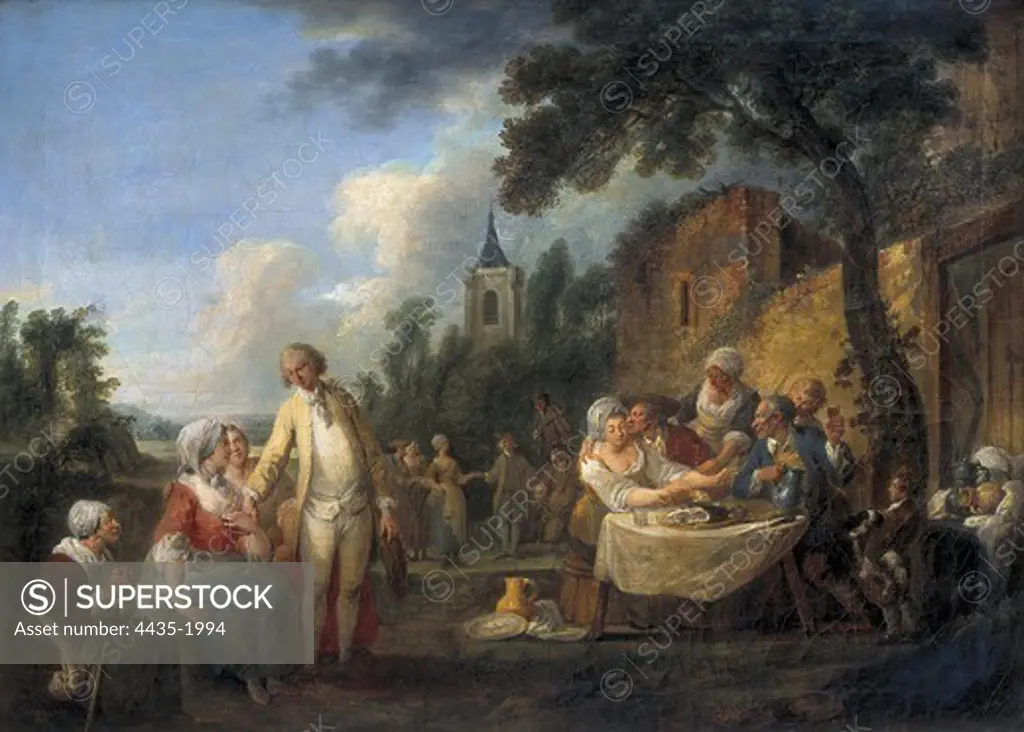 WATTEAU de LILLE, Louis-Joseph Watteau, called (1731-1798). The village festival. 18th c. Rococo. Oil on canvas. BELGIUM. WALLONIA. HAINAUT. Tournai. Fine Arts Museum.
