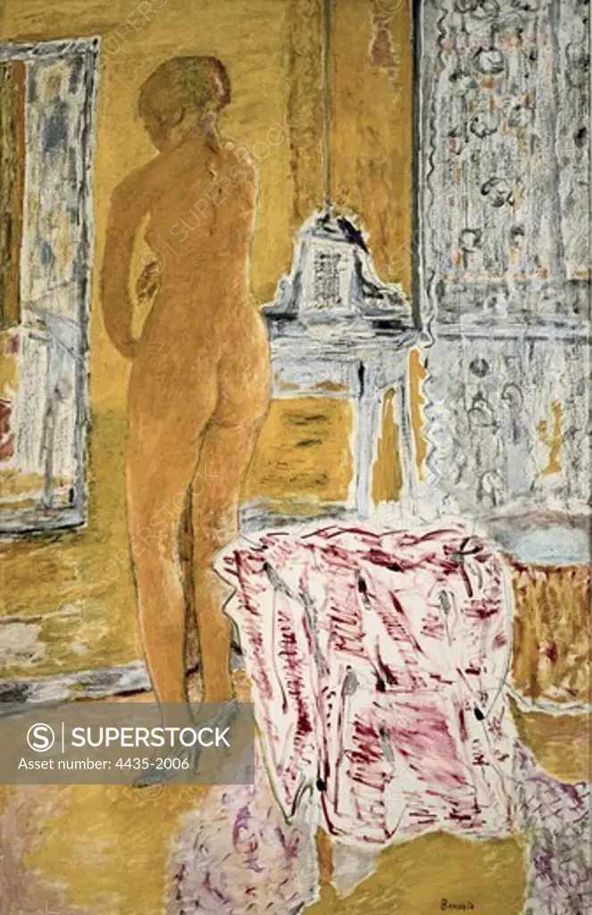 BONNARD, Pierre (1867-1947). The Large Yellow Nude (Le grand nu jaune) 1931. Symbolism. Les Nabis. Oil on canvas. Private Collection.