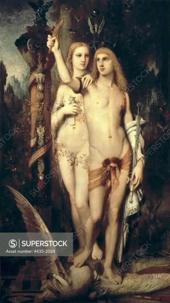 MOREAU, Gustave (1826-1898). Jason and Medea. ca. 1865. Symbolism. Oil on canvas. FRANCE. ëLE-DE-FRANCE. Paris. Louvre Museum.