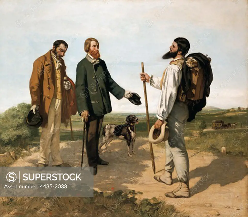 COURBET, Gustave (1819-1877). The Meeting, or 'Bonjour Monsieur Courbet'. 1854. Realism. Oil on canvas. FRANCE. LANGUEDOC-ROUSSILLON. HƒRAULT. Montpellier. MusŽe Fabre (Montpellier Fabre Museum).