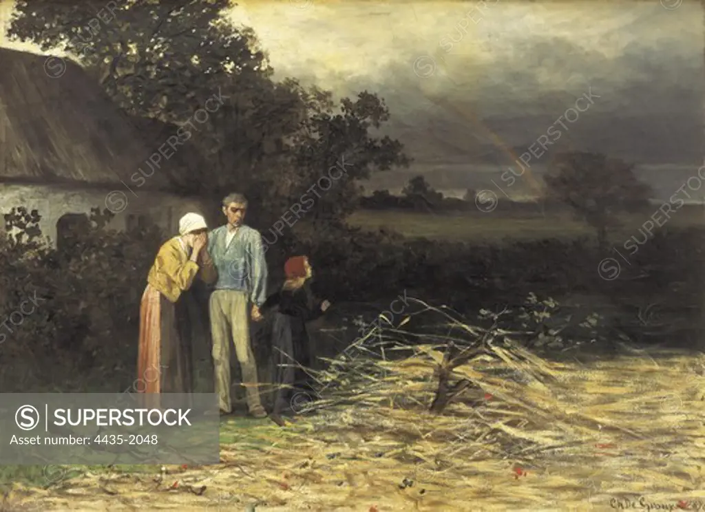 DEGROUX, Charles (1825-1870). The Lost Harvest. 1870. Realism. Oil on canvas. BELGIUM. WALLONIA. HAINAUT. Tournai. Fine Arts Museum.