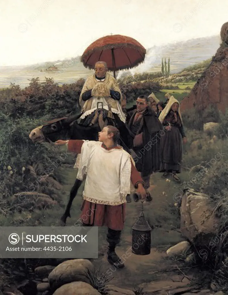 VAYREDA VILA, Mariano (1853-1903). Communion in countryside. 1897. Olot school. Oil on canvas. SPAIN. CATALONIA. GERONA. Olot. Garrotxa Regional Museum.