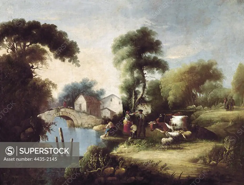 BARRON Y CARRILLO, Manuel (1814-1884). Landscape. 1860. Costumbrism. Oil on canvas. SPAIN. ANDALUSIA. Cdiz. Diputaci—n Provincial de Cdiz (Cadiz Provincial Council).