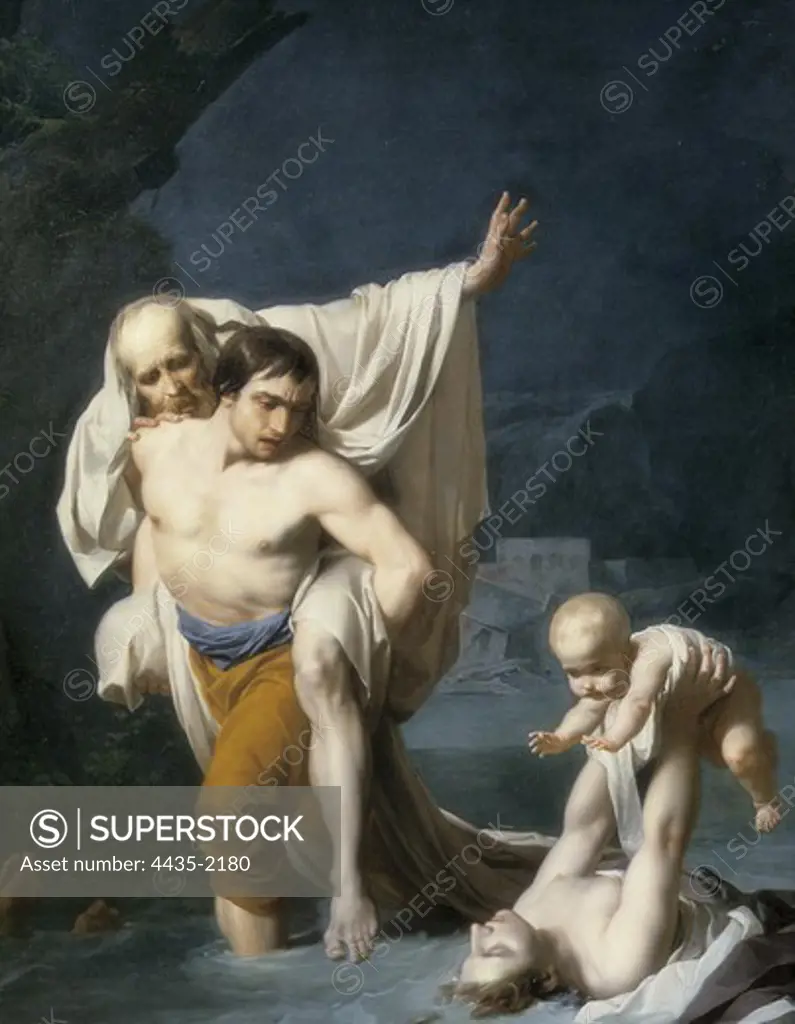 REGNAULT, Jean Baptiste (1754-1829). The Flood. ca. 1789. Neoclassicism. Oil on canvas. FRANCE. ëLE-DE-FRANCE. Paris. Louvre Museum.