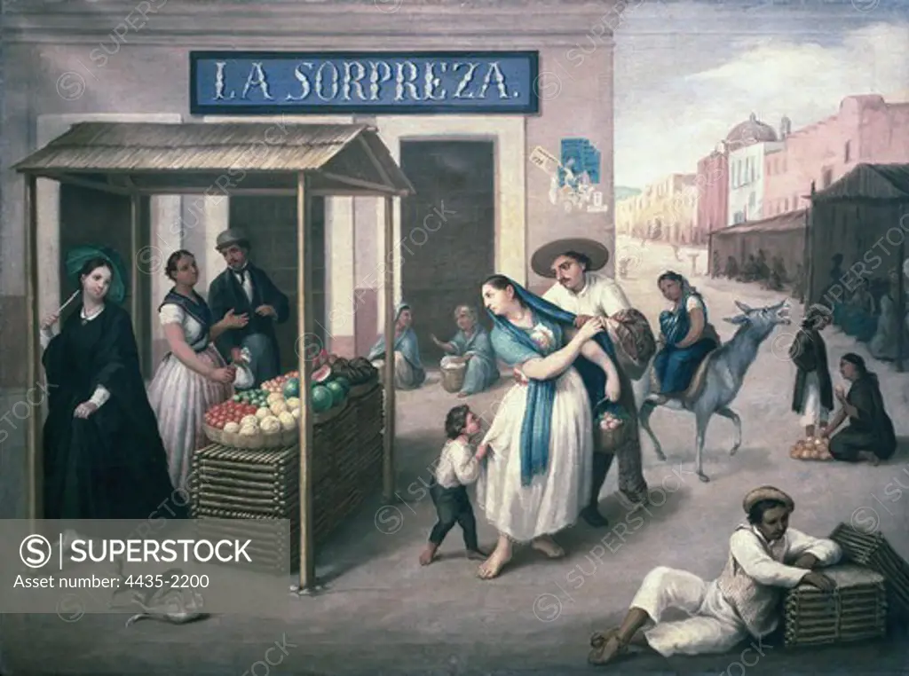 ARRIETA, JosŽ Agustn (1802-1874). The Surprise. 1850. Oil on canvas. MEXICO. FEDERAL DISTRICT. Mexico City. Chapultepec Castle.