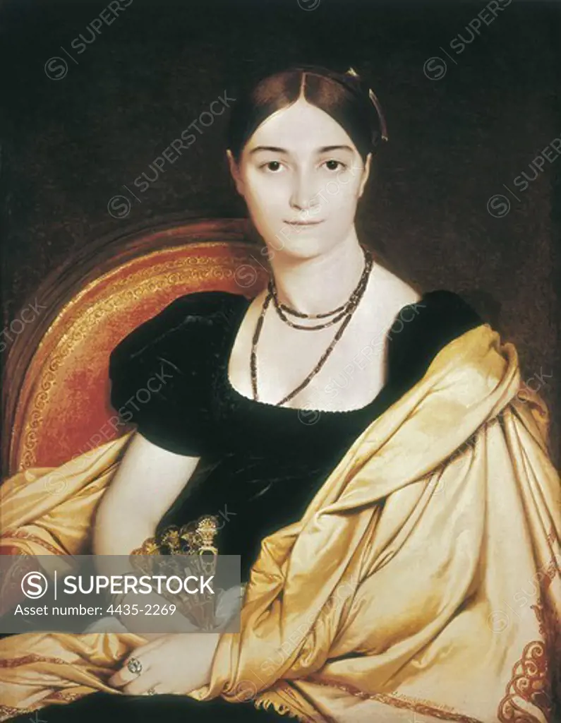 INGRES, Jean-Auguste-Dominique (1780-1867). Portrait of Madame Devauay. 1807. Neoclassicism. Oil on canvas. FRANCE. PICARDY. OISE. Chantilly. MusŽe CondŽ (CondŽ Museum).