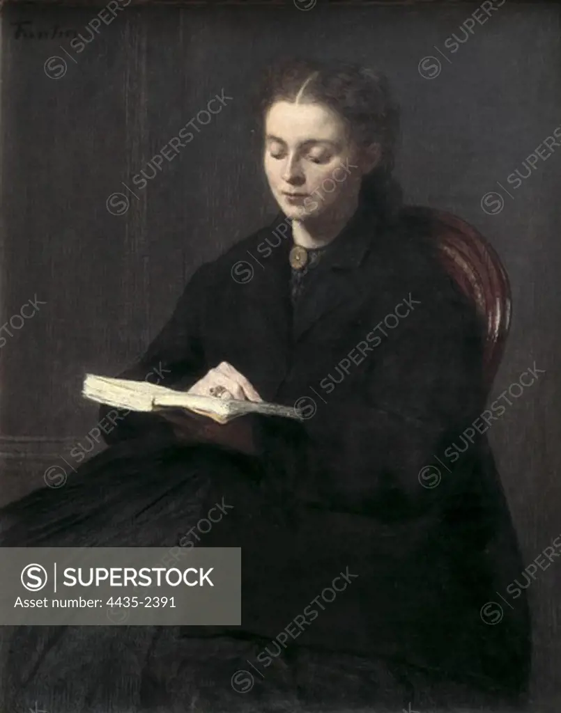 FANTIN-LATOUR, Henri-ThŽodore (1836-1904). Reading. 1863. Romanticism. Oil on canvas. BELGIUM. WALLONIA. HAINAUT. Tournai. Fine Arts Museum.
