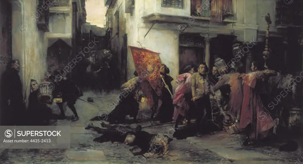 GARCIA RAMOS, JosŽ (1852-1912). Costumbrism. Oil on canvas.