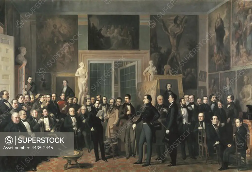 ESQUIVEL Y SUAREZ DE URBINA, Antonio Mara (1806-1857). The Gathering of the Poets. 1846. Work also known as 'The Contemporary Poets'. Romanticism. Oil on canvas. SPAIN. MADRID (AUTONOMOUS COMMUNITY). Madrid. Prado Museum.