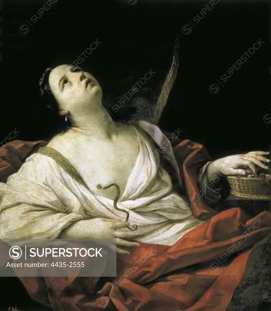 RENI, Guido (1575-1642). Cleopatra. 1635-1640. Baroque art. Oil on canvas. SPAIN. MADRID (AUTONOMOUS COMMUNITY). Madrid. Prado Museum.