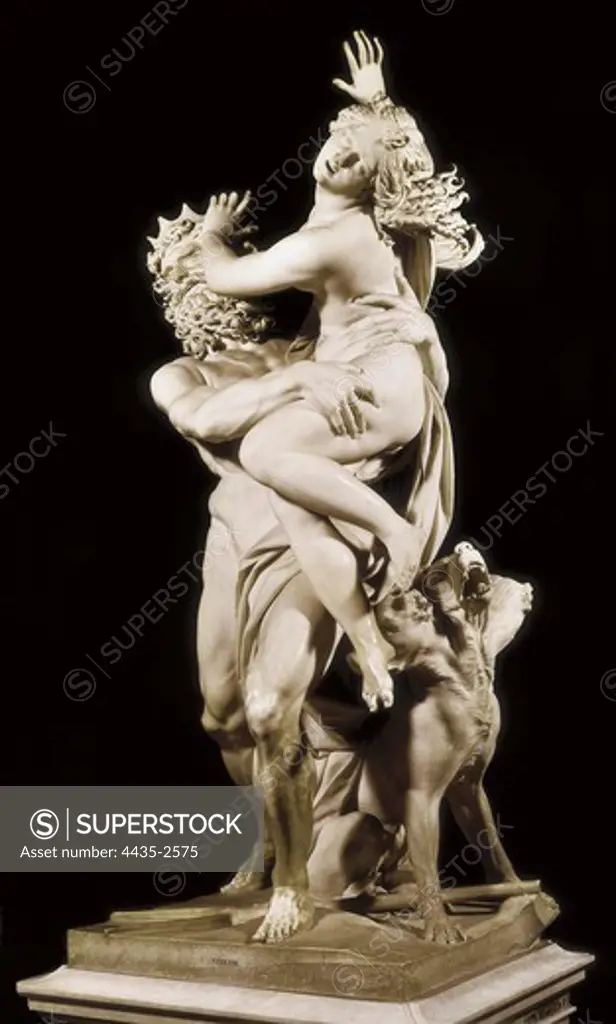 BERNINI, Giovanni Lorenzo (1598-1680). Pluto and Proserpina. 1621-1622. Baroque art. Sculpture on marble. ITALY. LAZIO. Rome. Borghese Gallery and Museum.