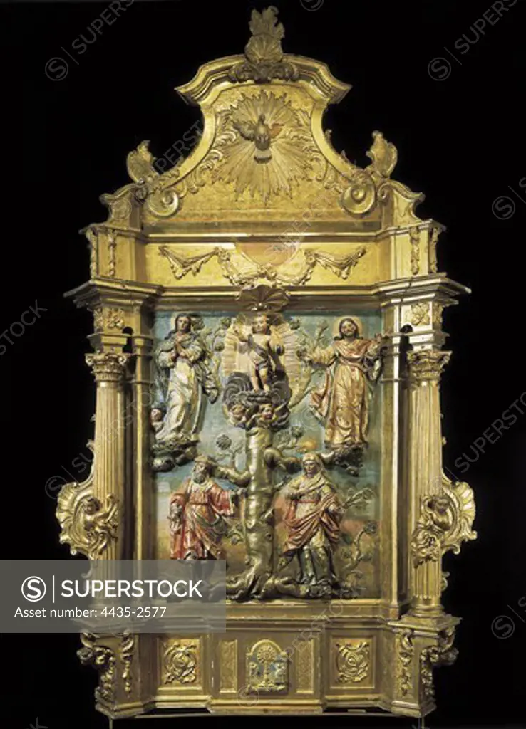 SIERRA, Pedro de (1702-1760). Altarpiece of the Genealogy of Christ. 18th c. Baroque art. Sculpture on wood. SPAIN. CASTILE AND LEON. Valladolid. National Museum of Sculpture.