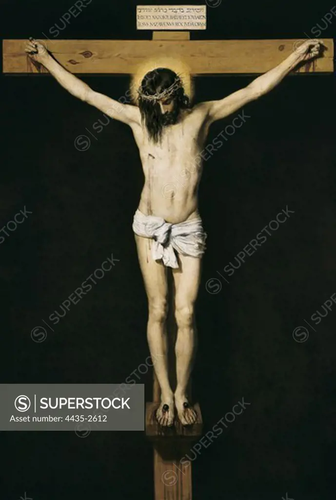 VELAZQUEZ, Diego Rodrguez de Silva (1599-1660). Christ Crucified. 1632. Baroque art. Oil on canvas. SPAIN. MADRID (AUTONOMOUS COMMUNITY). Madrid. Prado Museum.