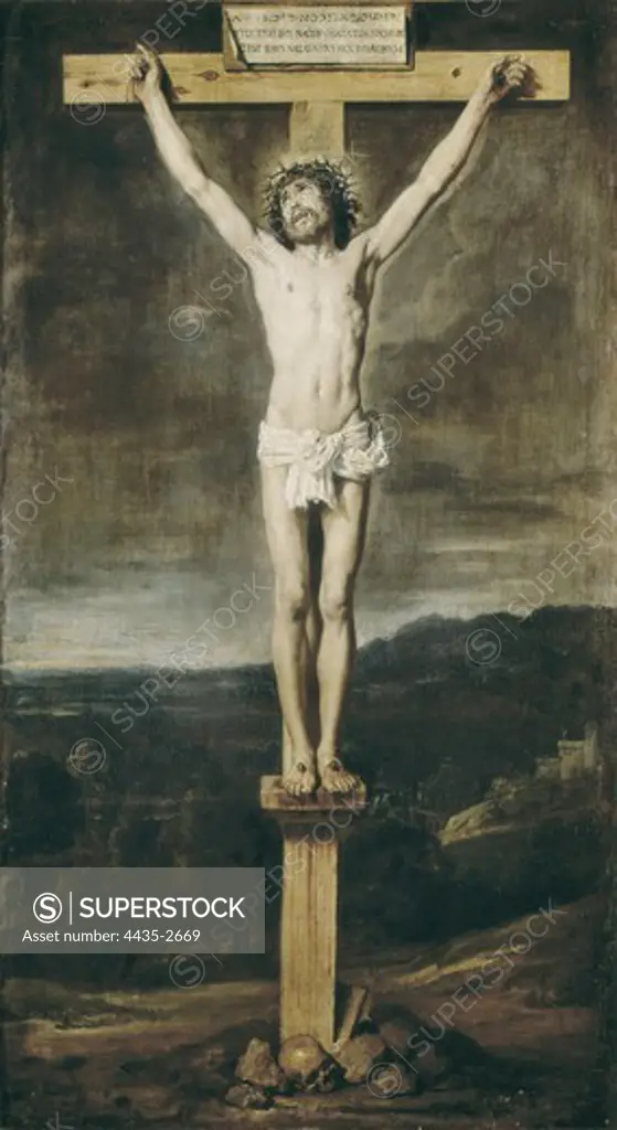 VELAZQUEZ, Diego Rodrguez de Silva (1599-1660). Christ on the Cross. 1671. Baroque art. Oil on canvas. SPAIN. MADRID (AUTONOMOUS COMMUNITY). Madrid. Prado Museum.