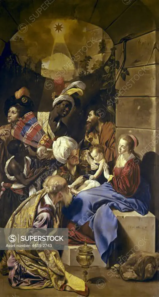 MAINO, Juan Bautista (1578-1649). Adoration of the Magi. ca. 1610. Baroque art. Oil on canvas. SPAIN. MADRID (AUTONOMOUS COMMUNITY). Madrid. Prado Museum.
