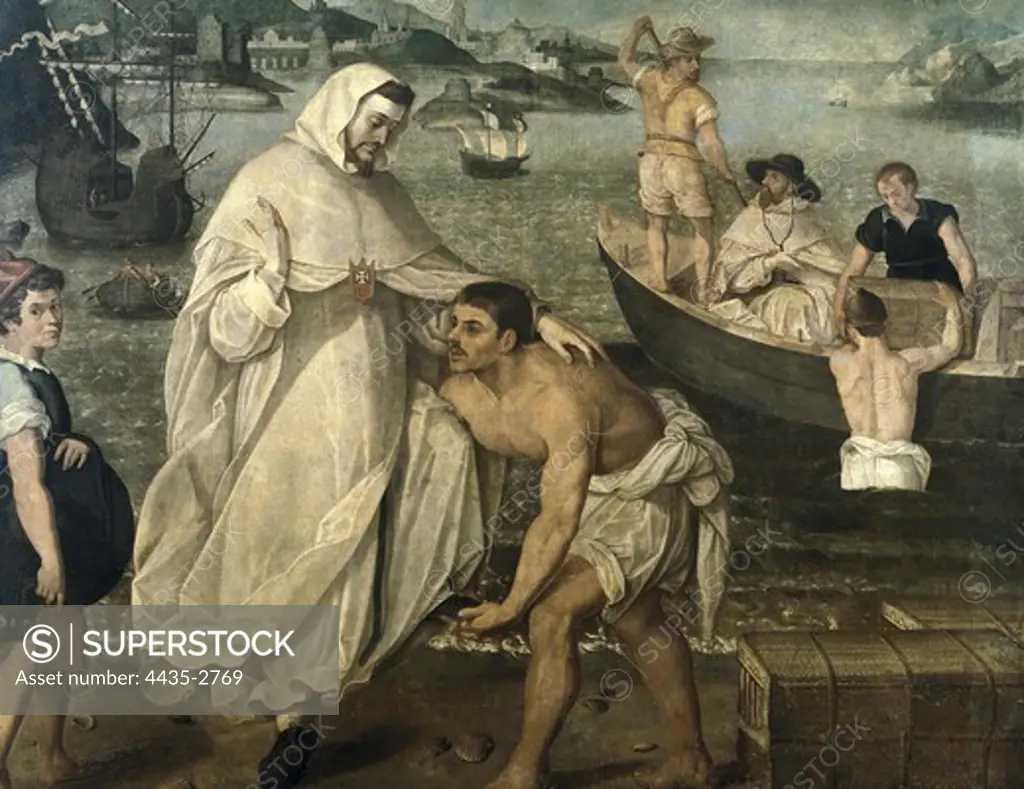PACHECO, Francisco (1564-1654). Saint Peter Nolasco embarkining. Baroque art. Oil on canvas. SPAIN. ANDALUSIA. Sevilla. Fine Arts Museum.