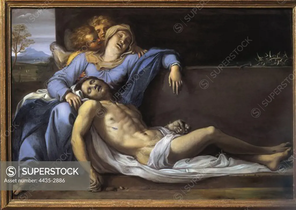 CARRACHE, Annibale. Lamentation of Christ (Pietˆ). 1603. Painting on copper. Baroque art. Oil on wood. AUSTRIA. VIENNA. Vienna. Kunsthistorisches Museum Vienna (Museum of Art History).