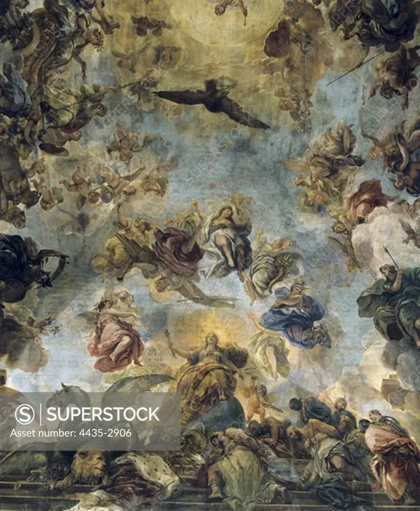 GIORDANO, Luca (1632-1705). SPAIN. Madrid. Casn del Buen Retiro. Baroque art. Fresco.