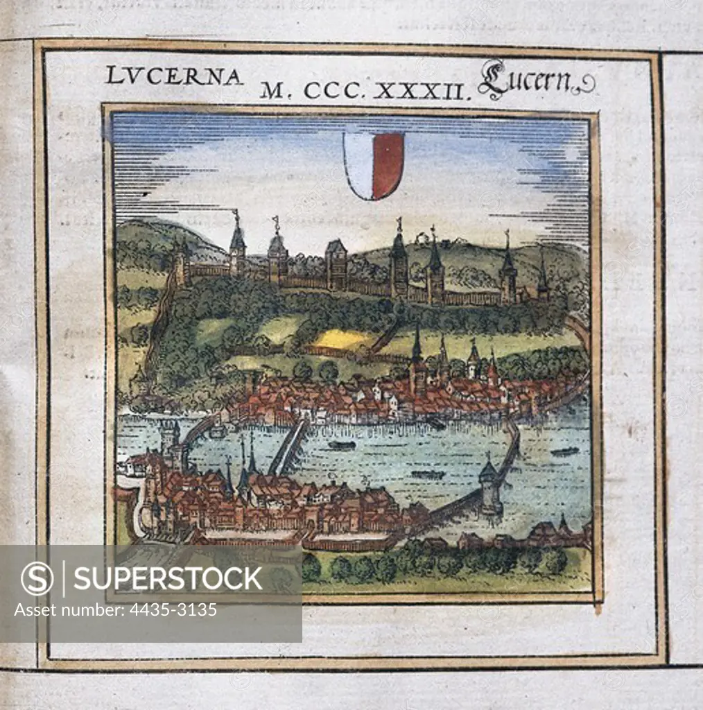 BRAUN, George (1541-1622). Civitatis Orbis Terrarum (Theatrum orbis terrarum). 1572-1617. Lucerne. Volume I. Etching. SPAIN. CASTILE AND LEON. Salamanca. Salamanca University Library.