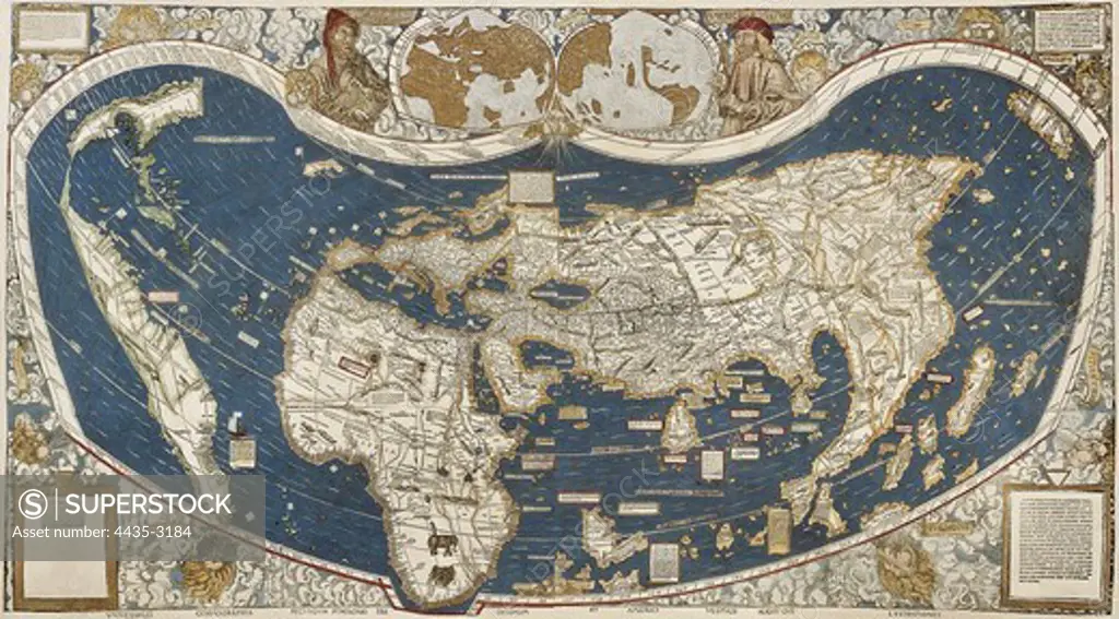 Universal Map, belonging to the work 'Cosmographiae Introductio' (1507), the first one in which the New World is named America. SPAIN. MADRID (AUTONOMOUS COMMUNITY). Madrid. America's Museum.