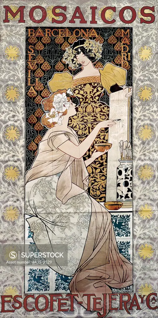 RIQUER, Alexandre de (1856-1920). Mosaics Escofet, Tejera and Co. 1902. Modernism. Engraving. SPAIN. CATALONIA. Barcelona. National Art Museum of Catalonia.