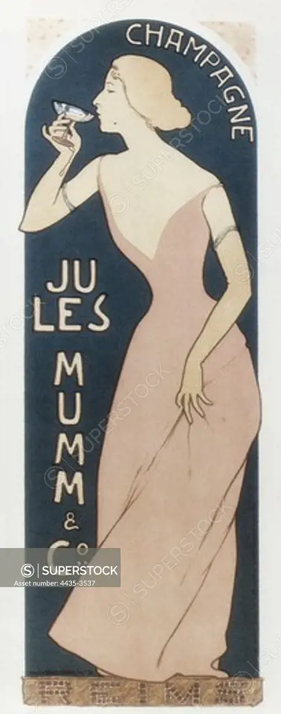 'Champagne Jules Mumm and Co' (1894). Poster by Maurice Realier-Dumas. Art Nouveau.