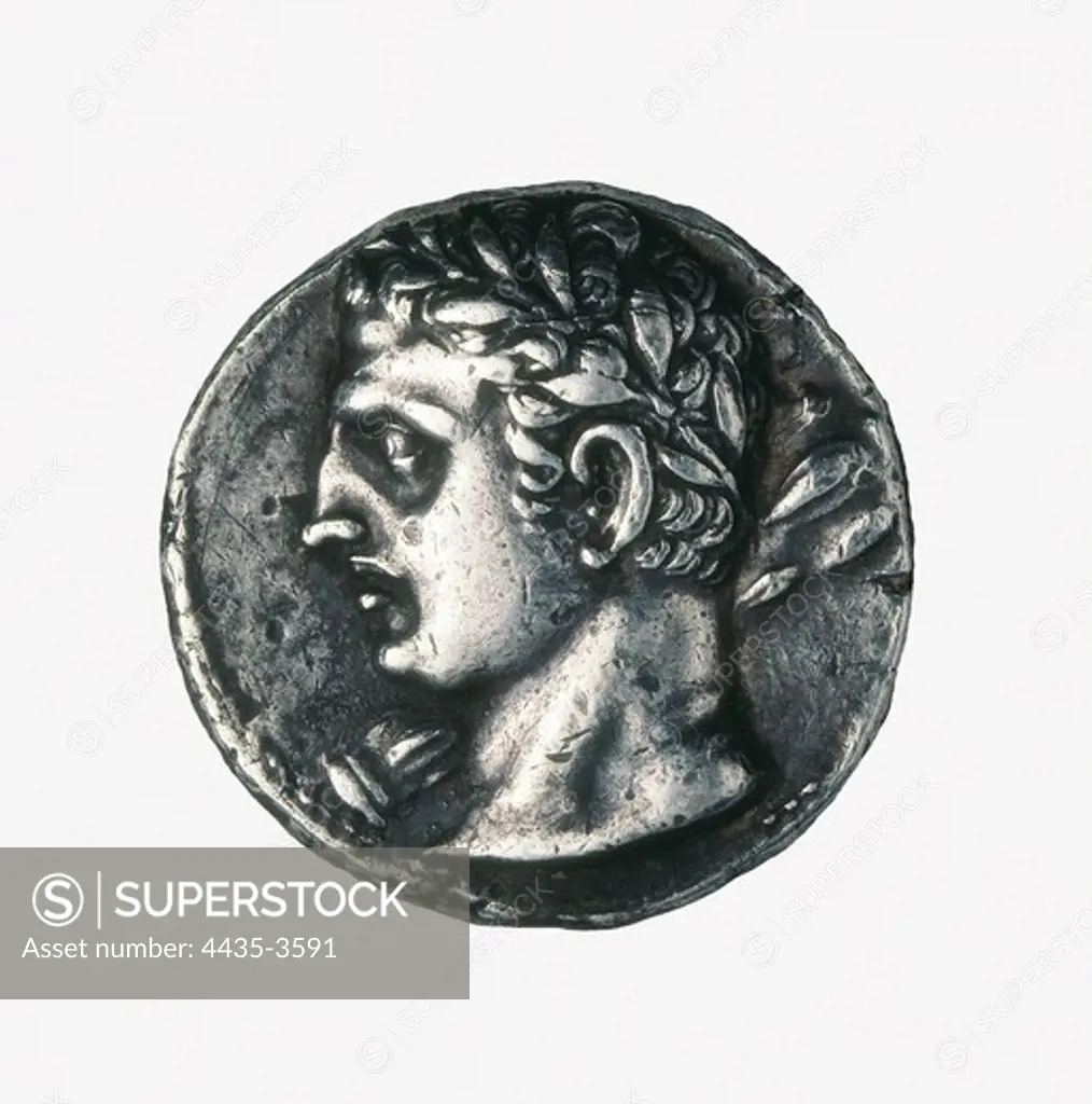 Carthaginian coin. Minted in Spain between 237-206 BC. Coin.