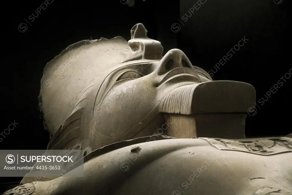 Colossal Statue of Ramses II. 13th c. BC. Egyptian art. New Kingdom. Sculpture. Proc: EGYPT. GIZA. Mit Rahina. Memphis.