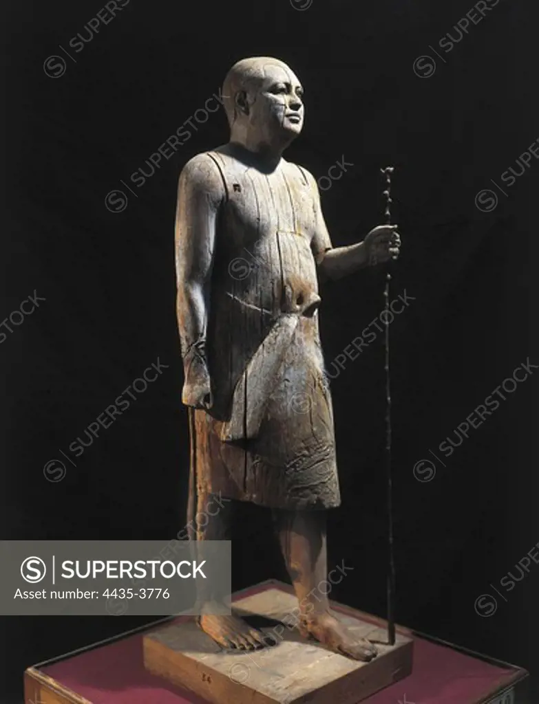Ka-aper lcalled 'Sheikh El-Beled'. ca. 2465 BC. Work also known as 'The Headman of the Village', though his real activity was priest assistant. Sycamore wood. Egyptian art. Old Kingdom. Sculpture on wood. EGYPT. CAIRO. Cairo. Egyptian Museum. Proc: EGYPT. CAIRO. Saqqara.