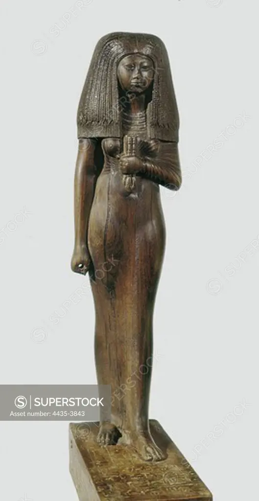 Toui, Priestess of Min. 1567 -1320 BC. New Kingdom. Egyptian art. New Kingdom. Sculpture on wood. FRANCE. ëLE-DE-FRANCE. Paris. Louvre Museum.