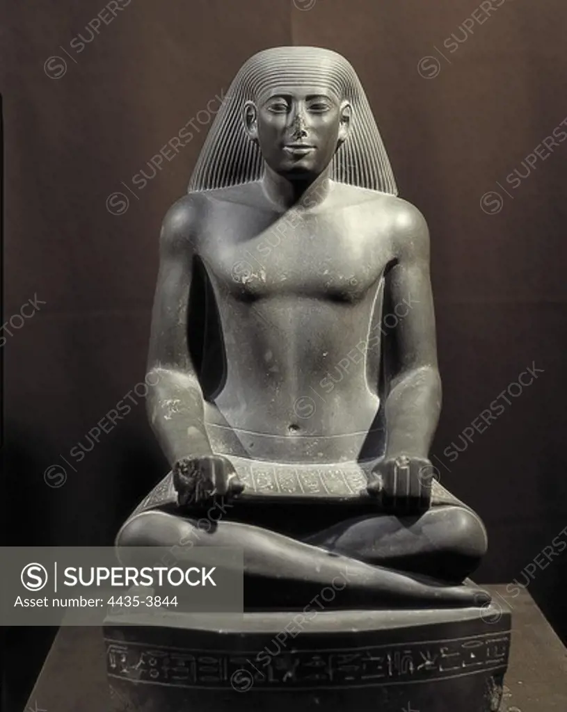 Nespekasuti, Scribe of Karnak. 490 BC. Ethiopian age. Egyptian art. Sculpture on rock. EGYPT. CAIRO. Cairo. Egyptian Museum.