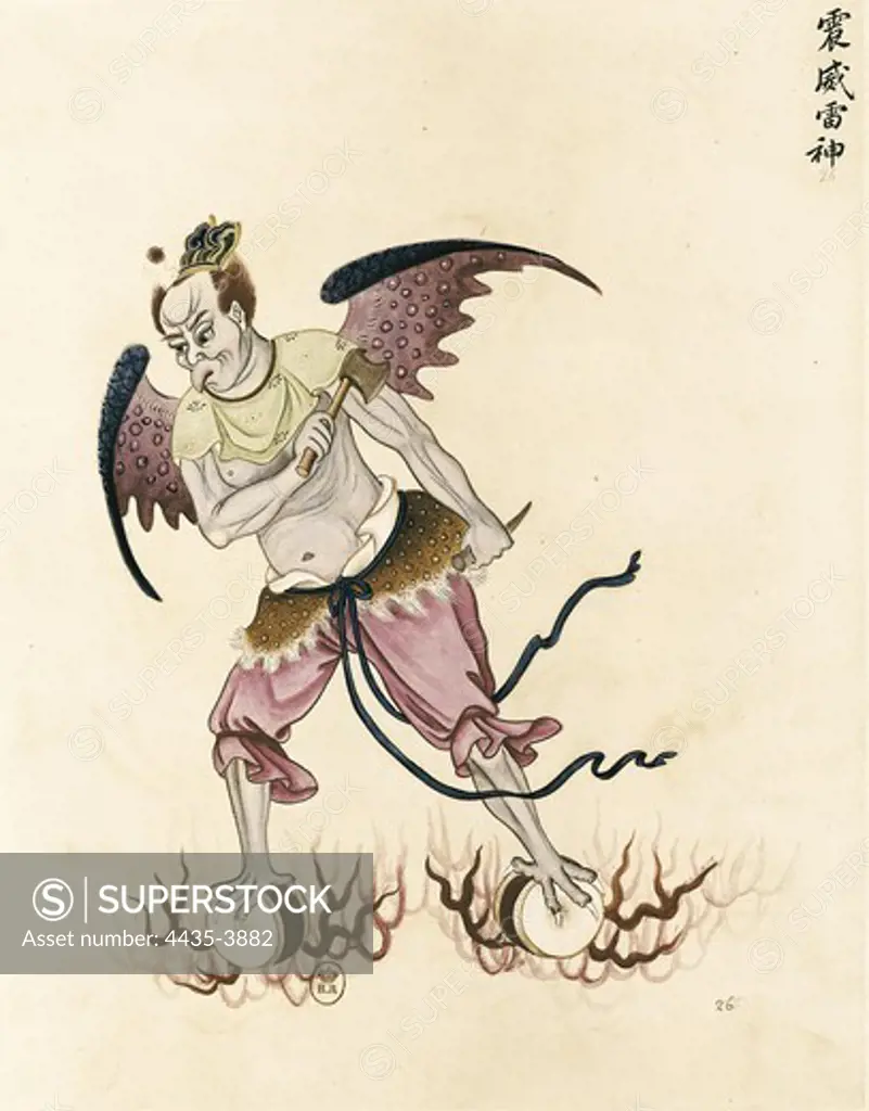 Evil Genie of the Taoist shamanism. Chinese art. FRANCE. ëLE-DE-FRANCE. Paris. National Library.