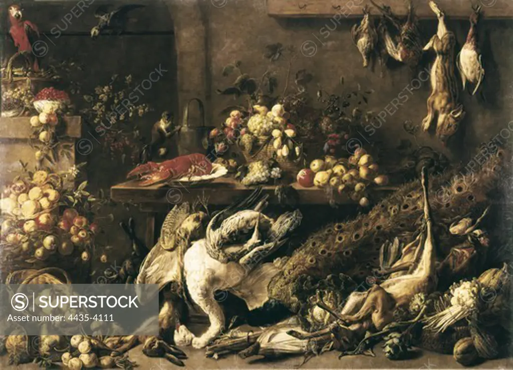 UTRECHT, Adriaen van (1599-1672). A Pantry. 1642. Flemish art. Oil on canvas. SPAIN. MADRID (AUTONOMOUS COMMUNITY). Madrid. Prado Museum.