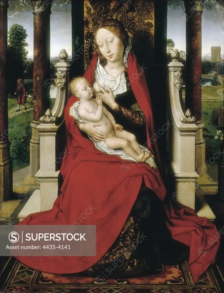 MEMLING, Hans (1433-1494). Madonna. 1475. SPAIN. Granada. Royal Chapel. Renaissance art. Painting.