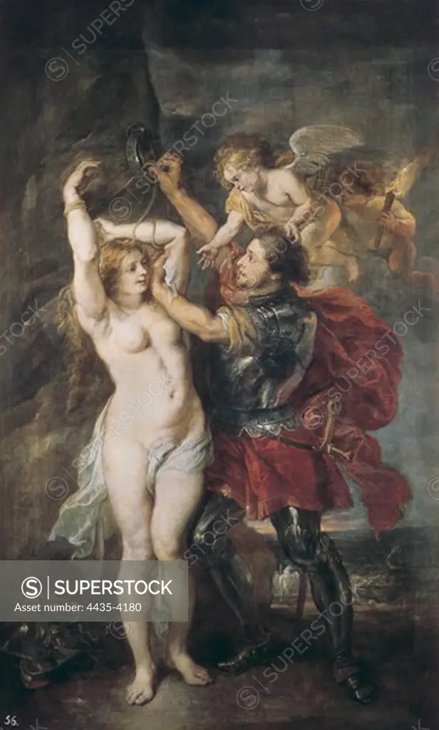 RUBENS, Peter Paul (1577-1640). Perseus and Andromeda. 1639. Possibly the last work of Rubens, finished by Jordaens. Flemish art. Oil on canvas. SPAIN. MADRID (AUTONOMOUS COMMUNITY). Madrid. Prado Museum.