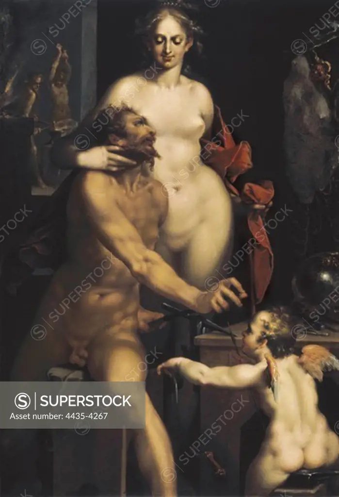 SPRANGER, Bartholomaeus (1546-1611). Venus and Vulcan. ca. 1610. Later work. It belonged to the art collection of Rudolf II. Flemish art. Oil on canvas. AUSTRIA. VIENNA. Vienna. Kunsthistorisches Museum Vienna (Museum of Art History).