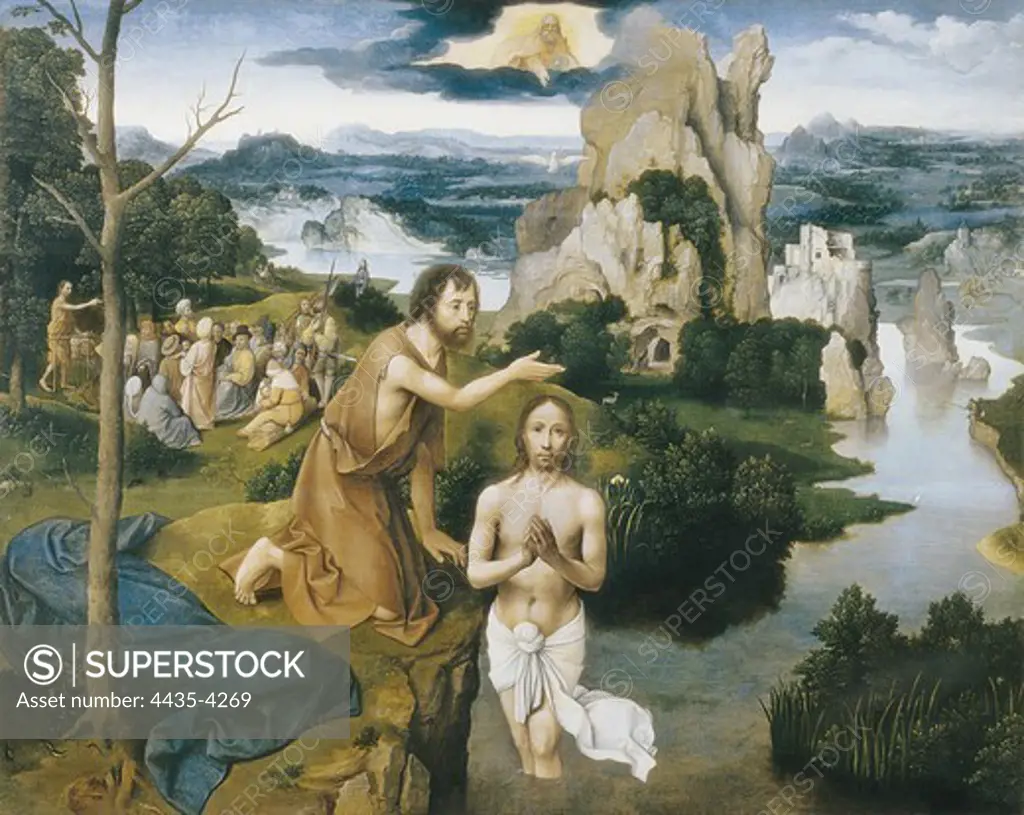 Patinir, Joachim (1480-1524). The Baptism of Christ. ca. 1515. Flemish art. Oil on wood. AUSTRIA. VIENNA. Vienna. Kunsthistorisches Museum Vienna (Museum of Art History).